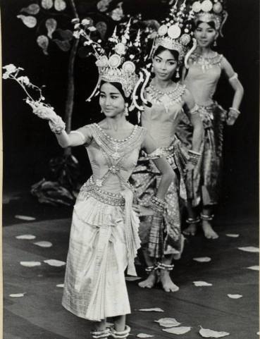 HRH Princess Norodom Buppha Devi leading the Apsara Ballet at the Theatre Sarah Bernhardt, Paris, July 1964