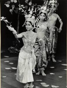 HRH Princess Norodom Buppha Devi leading the Apsara Ballet at the Theatre Sarah Bernhardt, Paris, July 1964